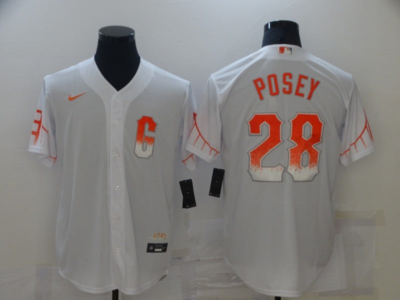 Men's San Francisco Giants Buster Posey #28 White Jersey City Edition